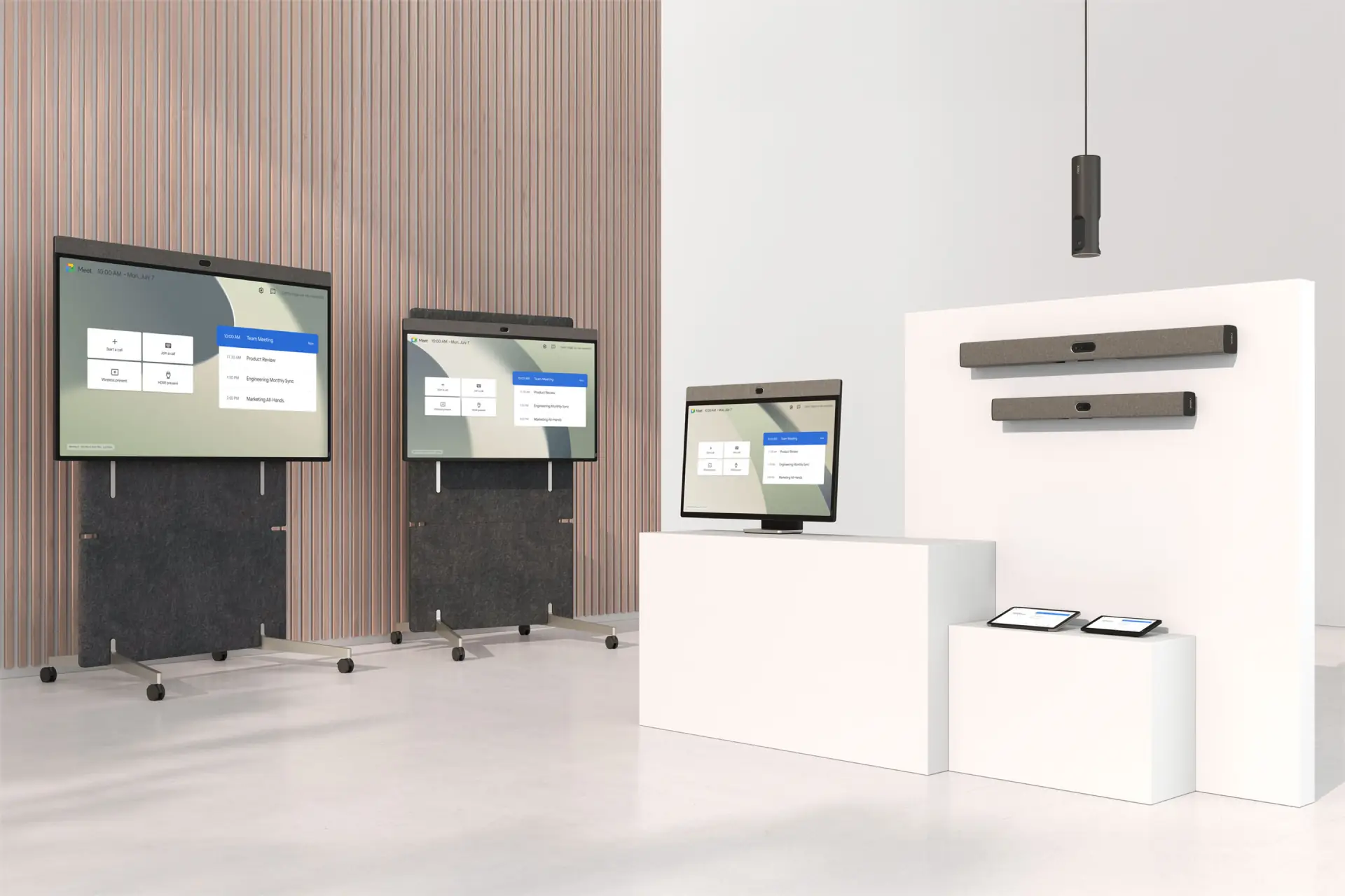 Portfolio image of Google Meet supported Neat devices.