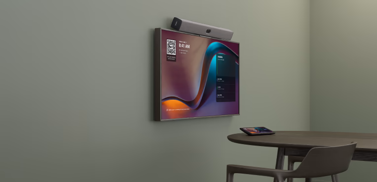 Neat devices in a huddle space.